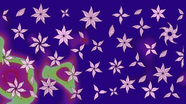 Mavi renkli çiçekler. Hediye ambalaj kağıdı, tebrik kartları, posterler ve pankart tasarımı. Raster düz çiçek çizim deseni.