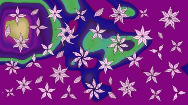 Renkli Bahar Teması eskiz kalıbı. Düz Çiçek Elementleri Tasarımı. Çiçek deseni. Raster çizimi. Güzel kumaş deseni..