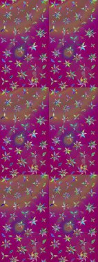 Modern çiçek arkaplanı. Parlak renkli çiçekleri ve mor renkli yaprakları olan harika bir çiçek deseni. Halk tarzı. Moda baskıları için zarif bir şablon.