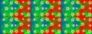 Güzel soyut kar taneleri raster tasarımı. Yeni yıl kar tanesi. Düz kar karalama ikonları, kar taneleri silueti yeşil, mavi ve kırmızı renklerde Noel afişi, kartlar.