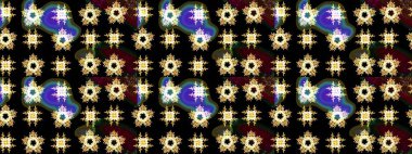 Güzel bir kış süsü. Renkli kar taneleri Raster çizimi. Siyah, kahverengi ve sarı kar tanelerinden izole edilmiş..