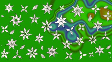 Güzel kumaş deseni. Düz Çiçek Elementleri Tasarımı. Raster Illustrasyon 'daki Çiçek Deseni' nin son moda çizimi. Renkli Yaz Teması çizim şablonu.