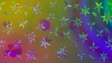 Raster illüstrasyonu. El çizimi. Çiçekli, yapraklı, çiçek desenli çizim..