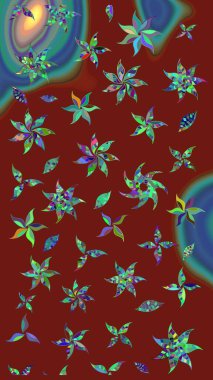 Moda baskıları için zarif bir şablon. Kırmızı çiçekli bahar çiçekleri. Küçük renkli çiçekler. Motley illüstrasyonu. Küçük çiçekte şirin desenler.