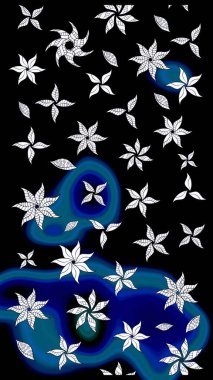 Raster illüstrasyonundaki çiçek desenli çizim. Siyah renkte çiçekler.