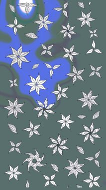 Çiçeksel nötr çizim kalıbı. Raster Yumuşak kumaş deseni. Klasik taslak çizimi. Raster çiçek izi..