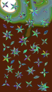 Düz Çiçek Elementleri Tasarımı. Sketch Colour Spring Theme eskiz kalıbı. Kahverengi renkli çiçekler. Sevimli çiçek raster deseni.