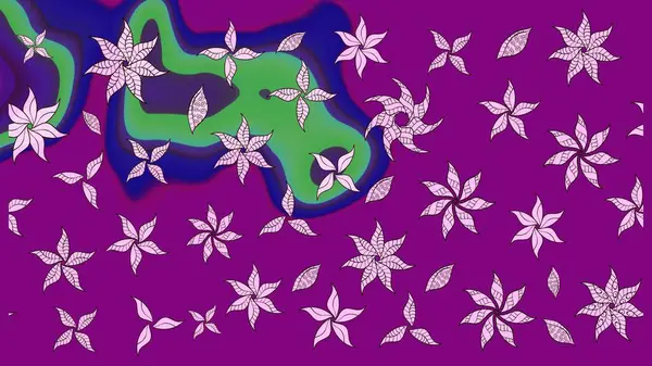 Renkli Bahar Teması eskiz kalıbı. Raster. Düz Çiçek Elementleri Tasarımı.