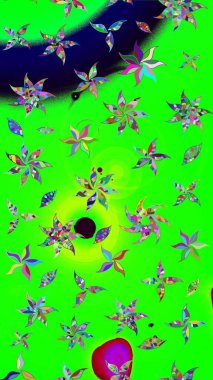 Yeşil el çizimi desen. Karalama çiçekleri çizim kalıbı. Raster deseni. Sanat, çiçek tarzına ilham verir ve arka plan bırakır.