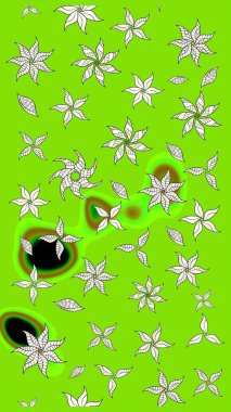 Poster ya da kapak için arka plan. Şirin, zarif çiçekler Raster illüstrasyonu. Davetiye ve kartpostal tasarımı için dekoratif çiçek unsurları. Tekstil için figür. Yapraklı çizim deseni.