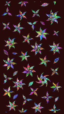 Çiçekli çizim şekli. Düz Çiçek Elementleri Tasarımı. Kahverengi renkli çiçekler. Renkli Bahar Teması çizim şablonu.