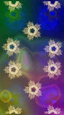 Mavi, yeşil ve mor renklerde izole edilmiş. Kar Tanesi Raster illüstrasyonu. Kar Tanesi Simgesi. Kış kar taneleri.