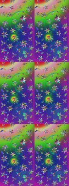 Renkli Yaz Temalı eskiz kalıbı. Yeşil renkli çiçekler. Düz Çiçek Elementleri Tasarımı. Sevimli çiçek raster deseni.