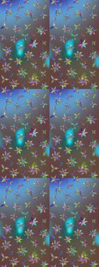 Raster çiçek desenli çiçek deseni, yapraklar, dekoratif elementler, sıçrama, lekeler, el çizimi kontur çizgileri ve Doodle çizim stili, grafik raster çizim çizimi.