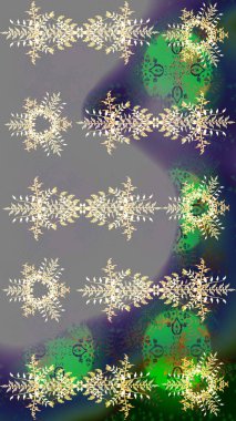 Kar Tanesi Mozaik ikonu. Siluet kar tanesi işareti izole edilmiş gri, yeşil ve mavi renkler. Düz dizayn. Sembol kışı, donmuş, Noel, yeni yıl tatili. Grafiksel element dekorasyonu. Raster illüstrasyonu