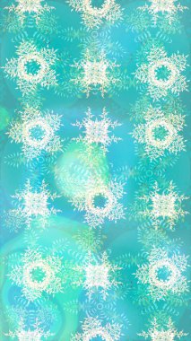 Raster kış deseni. Raster illüstrasyonu. Çiçek Elementleri 'nin soyut geçmişi. Mavi, nötr ve yeşil renkler üzerine tasarım.