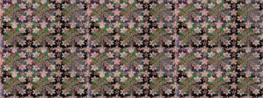 El çizimi çiçekli, soyut, pürüzsüz desen. Kahverengi renkli çiçekler. Raster illüstrasyonu.