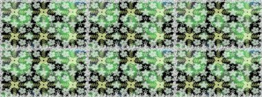 Raster illüstrasyonu. Kusursuz bir arka plan modeli. Suluboya, elle çizilmiş. Yeşil yapraklı yabani çiçekler.