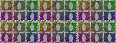 Kusursuz Renksiz Bahar Temalı Kusursuz Arkaplan. Yeşil renkli çiçekler. Sevimli çiçek raster deseni. Düz Çiçek Elementleri Tasarımı.