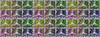 Çiçek duvar kağıdı. Renkli süs kenarı. Hint süsü. Kusursuz desen. Raster illüstrasyonu. Yeşil renklerde.