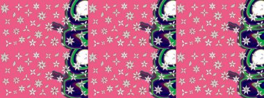 Pembe renkli pembe papatya deseni. Raster illüstrasyonu. Pembe renklerde.