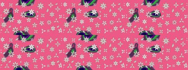 Küçük çiçekteki sevimli çiçek deseni. Güzel karalamalı çiçek desenli çizim. Güzel kumaş deseni. Raster illüstrasyonu.