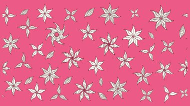 Pembe üzerine çiçekler. Suluboya, elle çizilmiş. Raster hisseleri. Taslak arkaplan deseni.