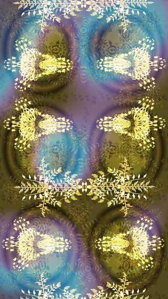 Kışın sembolü. Güzel dekorasyon. Altın renkli suluboya kar taneleri. Raster çizimi kar taneleri.