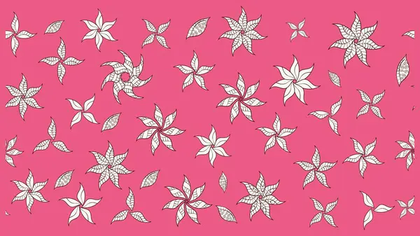 Pembe üzerine çiçekler. Suluboya, elle çizilmiş. Raster hisseleri. Taslak arkaplan deseni.