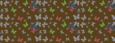 Dekoratif stil. Yetişkin ve büyük çocuklar için boyama kitabı. Robot resim. Raster illüstrasyonu. Soyut renkli arkaplan. Renkli Sayfa Dekoratif Kelebek.