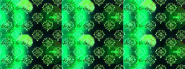 Raster düz çiçekleri pürüzsüz desen. Hediye ambalaj kağıdı, tebrik kartları, posterler ve pankart tasarımı. Yeşil, mavi ve siyah renkte çiçekler.