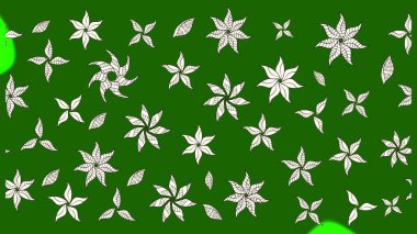 Raster illüstrasyonundaki çiçek desenli çizim. Yeşil renkte çiçekler.