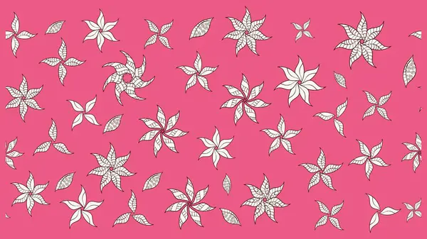 Pembe üzerine çiçekler. Suluboya, elle çizilmiş. Raster hisseleri. Taslak arkaplan deseni.