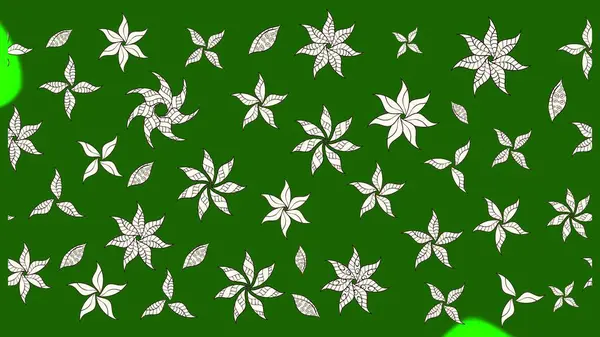 Raster illüstrasyonundaki çiçek desenli çizim. Yeşil renkte çiçekler.