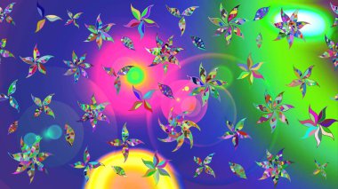 Mavi renkte güzel bir tekstil. Suluboya çiçekli çiçek deseni. Raster illüstrasyonu.