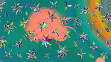 Çiçek. Taslak dekoratif arka plan, çiçek mandala. Mavi renklerde. Raster illüstrasyonu.