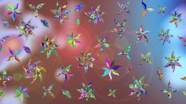 Renkli Bahar Teması eskiz kalıbı. Zentangle soyut çiçekleri. Raster illüstrasyonu. Güzel kumaş deseni. Karalama çiçeği. Düz Çiçek Elementleri Tasarımı.