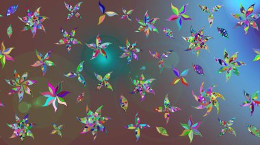 Renkli Bahar Teması eskiz kalıbı. Raster illüstrasyonu. Asya tekstil tarzında. Çiçek desenli çizim. Düz Çiçek Elementleri Tasarımı. Güzel kumaş deseni.