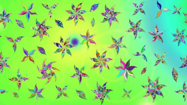 Gömlek baskısı için çiçek boyası. Yeşil renkli çiçekler. Çiçek eskiz kalıbı geçmişi.