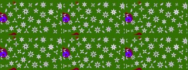 Raster illüstrasyonundaki çiçek desenli çizim. Yeşil renkli çiçekler. Renkli Yaz Temalı eskiz kalıbı. Düz Çiçek Elementleri Tasarımı.