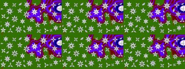 Çiçekli karalama şeklinde Raster çiçek deseni. Nazik, sevimli çiçek arkaplanı. Yeşil renkte çiçekler.