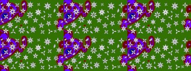 Raster düz çiçek çizim deseni. Hediye ambalaj kağıdı, tebrik kartları, posterler ve pankart tasarımı. Yeşil renkte çiçekler.