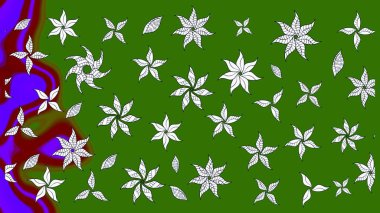 Küçük çiçekte hoş bir çiçek deseni var. Parlak çiçekli yeşil renkler üzerine soyut çizim deseni. Çiçek elementli zarif raster dokusu..