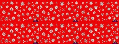 Üzerinde gelincikler ve vadi zambakları olan renkli çiçek desenli nakış deseni. Tekstil tasarımı için kırmızı renkte geleneksel Raster çiçek buketi.