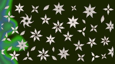 Gri renkli Asya tekstili. Raster illüstrasyonu. Çiçek desenini çiz.