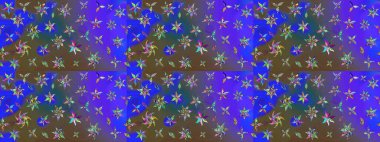 Mor renkli etnik çiçeklerle zarif bir eskiz şekli. Asya Tekstil 'inde Raster Çiçek İllüstrasyonu.