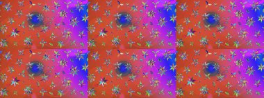 Raster illüstrasyonu. Güzel kumaş deseni. Zentangle soyut çiçekleri. Düz Çiçek Elementleri Tasarımı. Karalama çiçeği. Renkli Bahar Teması çizim şablonu.