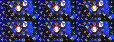 Asya tekstil tarzında. Raster illüstrasyonu. Düz Çiçek Elementleri Tasarımı. Güzel kumaş deseni. Çiçek desenli çizim. Renkli Bahar Teması çizim şablonu.