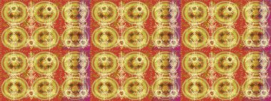 Soyut duvar kâğıdı, ambalaj dekorasyonu. Sarı, turuncu ve kahverengi renklerde tatlı kar taneleri. Basit bir kar tanesi. Kışın sembolü, mutlu noeller, mutlu yeni yıl kutlaması Raster illüstrasyonu..