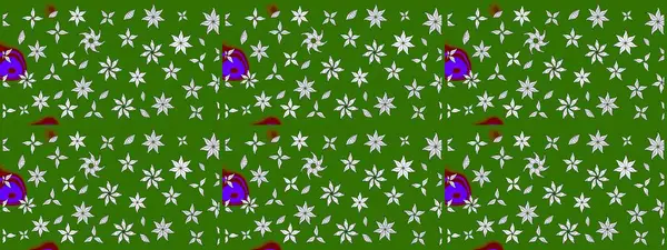 Raster illüstrasyonundaki çiçek desenli çizim. Yeşil renkli çiçekler. Renkli Yaz Temalı eskiz kalıbı. Düz Çiçek Elementleri Tasarımı.
